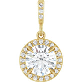 14K Gold 1 CTW Round Diamond Halo Pendant with Diamond Bail